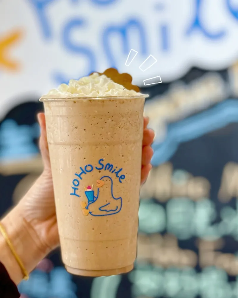 Creamy coffee smoothie with crunchy topping at Hoho Smile, a Bubble Tea Store in Glendale